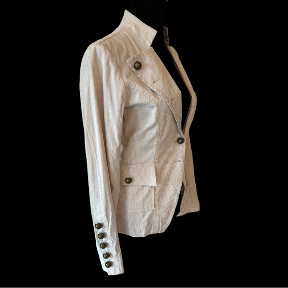 Cino Pinstripe Brass Button Military Jacket XS - Picture 9 of 12